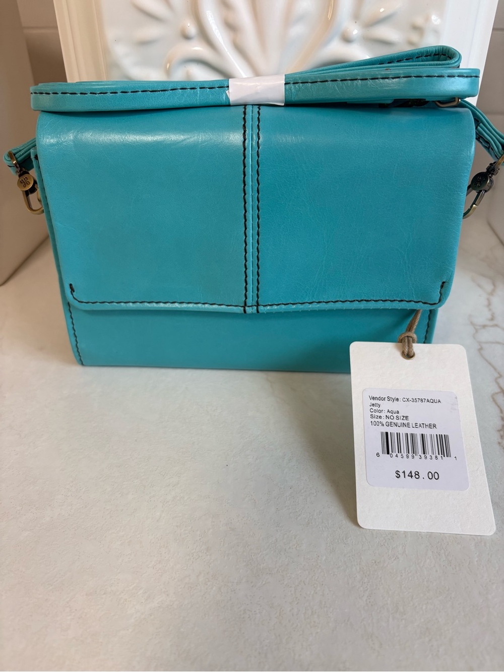 HOBO Jetty Convertible Leather shoulder bag in aqua ~ new!